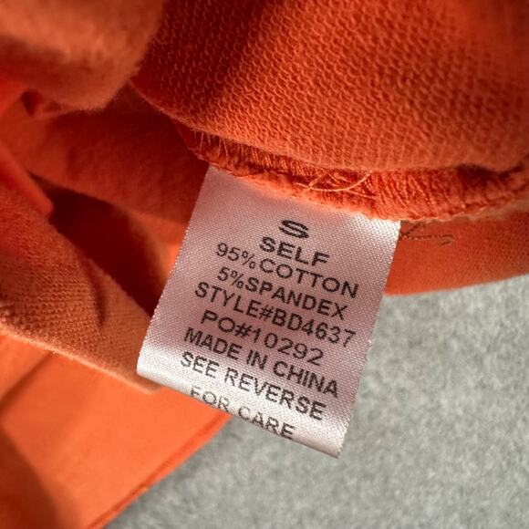 BaeVely V-Neck Mini Dress Size Small Orange Gathered Waist Long Sleeve Distresse - Picture 9 of 11